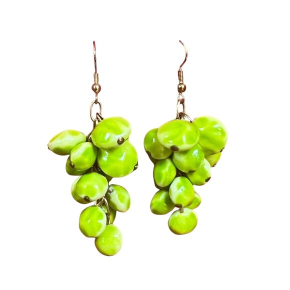 Vintage Jewelry - Vintage 90s Green Cluster Dangle Earrings